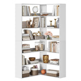 Garvee Estantería Esquinera De 6 Niveles L Forma Con Bafles Anticaída MDF Resistente Para Sala Y Oficina Blanco 35.2x35.2x70.9in