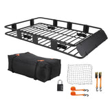 Garvee Portaequipajes Universal para Techo 163x99x15 cm Capacidad 91kg Acero Q235 con Bolsa Impermeable, Red de Carga, Tensores y Cerradura SUV y Camionetas Negro