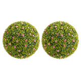 Garvee Bola Topiaria Artificial 22.4 in con Flores Rosas, PE Duradero y Resistente, Ideal para Porche y Balcón, Colores Verde y Rosa