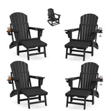 Garvee Set De 4 Sillas Adirondack Rocking Plegables Con Reposapiés Retráctil, Material HDPE, Patio Y Jardín, Resistente, Portavasos, Multifu