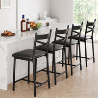 Garvee Juego de 4 Taburetes Altos de Bar con Respaldo Metálico en X para Isla de Cocina o Comedor 56cm Negro