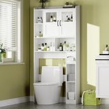Garvee Gabinete De Almacenamiento Para Baño Sobre Inodoro Con Estantes Ajustables Y Puerta De Vidrio Templado, Blanco, Compacto - Blanco