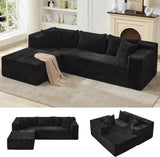 Garvee Seccional Modular Nube 269 cm 3 Plazas L con Chaise Grande, Espuma Viscoelástica, Tela Transpirable, Base Antideslizante para Salones y Apartamentos, Montaje Sin Herramientas - Negro
