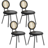 Garvee Set De 4 Sillas De Comedor Modernas De Rattan Con Cojines Cómodos, Patas Metálicas Resistentes, Negro, Para Salón Y Comedor - Negro