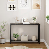 Garvee Mesa Consola Estrecha De 2 Niveles Para Sofá, Madera Negra, Compacta, Resistente, Para Pasillos Y Salas, 42.9x9.8x29.9in - Negro