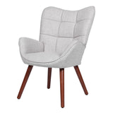 Garvee Silla De Comedor Casual En Lino Y Gamuza, Estructura Metálica, Multicolor, Para Comedores Modernos, Asiento Profundo, Respaldo Alto - Gris