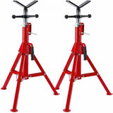 Garvee Juego de 2 Soportes de Tubo Plegables con Cabezal en V de 1134 kg, Altura Ajustable de 71 a 132 cm de Acero al Carbono para Soldadura, Rojo