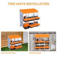 Garvee Caja de Anidación para Pollos 6 Compartimentos, Acero Galvanizado PP, Bandeja Antióxido, Mango de Plástico, Resistente a la Oxidación, Naranja