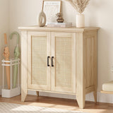 Garvee Aparador Buffet Rattan con Puertas y Estantes, para Salón y Entrada, 80×40×83 cm, Color Natural