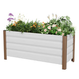 Garvee Macetero de Aluminio 61x41x46cm, Blanco, para Patio y Balcón, Ligero y Resistente, Esquinas Redondeadas y Borde Anticorte - Blanco