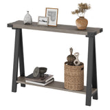 Garvee Mesa Consola Estilo Rústico 110 cm con Almacenamiento y Estructura Metálica MDF para Sala y Entrada Gris - Gris
