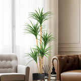 Garvee Árbol Artificial Dracaena 152 cm, Tronco de Madera Natural, Hojas de Yuca Realistas, Decoración Interior y Exterior, Fácil Montaje, Bajo Mantenimiento - 152.40 cm