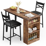 Garvee conjunto de Mesa de Bar Extensible con 3 Estantes y 2 Sillas Acolchadas, para Cocina y Cafetería, Madera y Metal, Soporta 136 kg, Espacio Optimizado, Color Vintage - Vintage