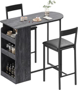 Garvee Set de mesa y sillas de bar con superficie semicircular, modelo 05, empaque por caja, color gris piedra - Gris Piedra