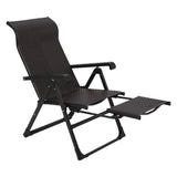Garvee Silla Tumbona Plegable de Ratán PE Reclinable con Respaldo Ajustable para Patio y Playa, Resistente al Clima, Capacidad 150 kg, Marrón