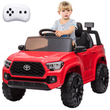 Garvee Coche Eléctrico Infantil Toyota Pickup Licencia Oficial Batería 12V Doble Motor Mando a Distancia 2.4 GHz Luces LED Suspensión y Arranque Suave Rojo - Rojo
