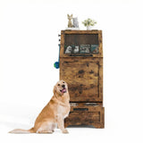 Garvee Gabinete Para Alimentación De Perros Vintage Madera Duradera Diseño Compacto Fácil Limpieza - Vintage