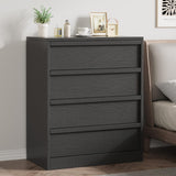 Garvee Mesita De Noche Con 4 Cajones Negra Para Dormitorio, Amplio Almacenaje, Material Madera, Diseo Moderno - Grano de madera negro