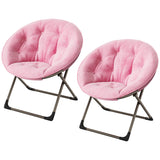Garvee Juego de 2 Sillas Plegables Tipo Platillo Diseño de Flor Asiento Acolchado de Peluche Capacidad 136 kg Rosa