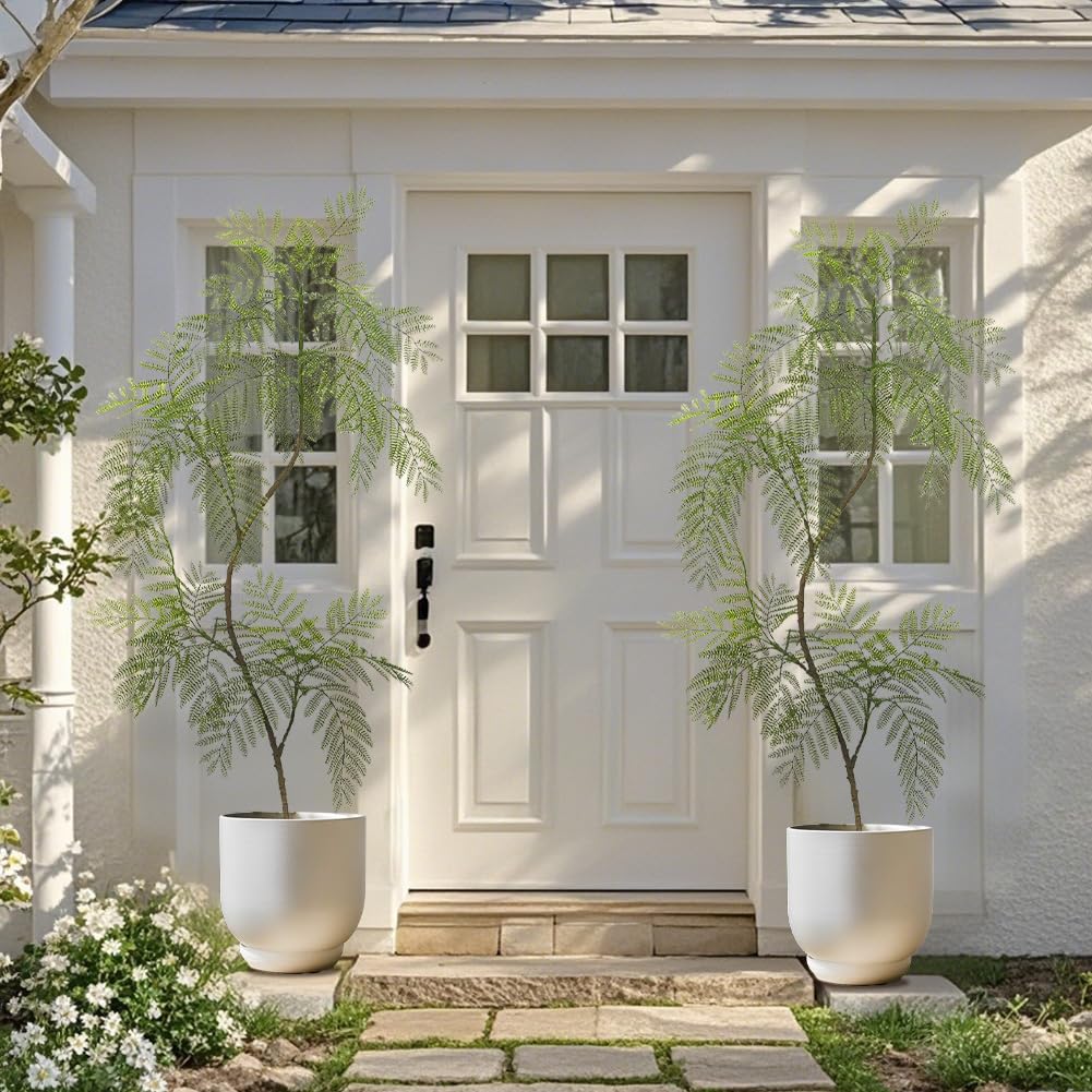Garvee 2 piezas de árbol artificial Jacaranda-Mimosifolia con hojas realistas y ramas ajustables para decoración interior del hogar