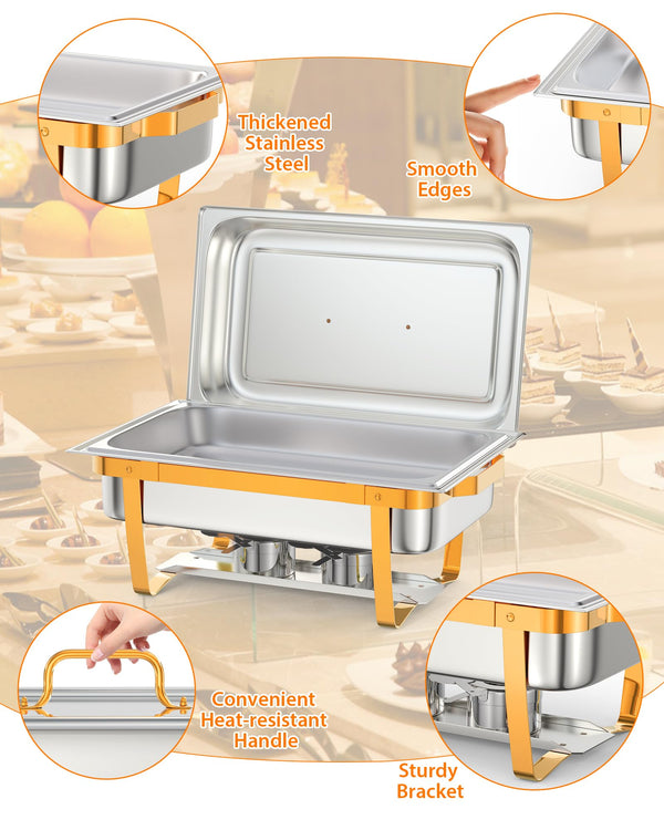 Calentador de comida plegable de acero inoxidable desplegado