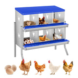 Garvee Caja de Anidación para Pollos 6 Compartimentos con Patas, Acero Galvanizado, Protección Huevos, Fácil Instalación Antioxidante, Azul - Azul