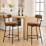 Garvee Set de 2 Taburetes de Bar 76 cm Tapizados con Base Metálica Robusta para Cocina y Bar, Asiento Acolchado, Respaldo Ergonómico, Diseño Moderno, Negro - Marrón