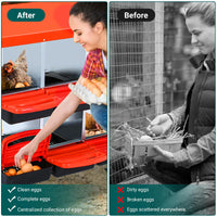 Garvee Caja de Nido para Gallinas 2 Niveles 8 Compartimentos con Soporte Metálico, Acero Galvanizado 0.6mm con Tapa Esmaltada, Techo Impermeable, Ventilación Superior, Rojo