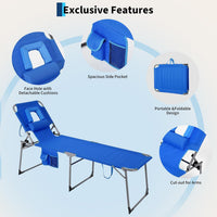 Garvee Tumbona Reclinable Alta con Abertura Facial, 5 Posiciones, Tejido Oxford 600D Resistente al Agua, Plegable con Bolsillo, Azul