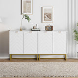 Garvee Aparador Buffet Moderno 80 cm con Puertas Espiga y Estante, Madera con Tiradores Dorados, Mesa Consola para Comedor y Entrada