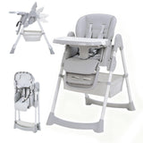 Garvee Silla Alta Plegable para Bebés y Niños, Ajustable 7 Posiciones, Arnés de 5 Puntos, Cuero PU Impermeable, para Comedor y Cocina, Color Negro - Gris Claro