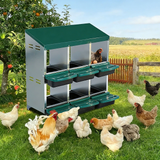 Garvee Ponedero Automático para Gallinas con 6 Huecos - Nido Metálico Galvanizado con Recogida Frontal Anti-Picoteo para Gallinero Exterior - Verde
