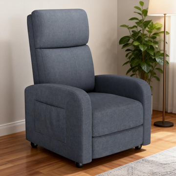Garvee Sillón Reclinable Individual De Alto Respaldo Con Brazos Anchos Y Cojín Mullido Para Salón Dormitorio Cine En Casa Lino Transpirable Gris