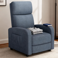 Garvee Sillón Reclinable Individual De Alto Respaldo Con Brazos Anchos Y Cojín Mullido Para Salón Dormitorio Cine En Casa Lino Transpirable Gris