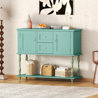 Garvee Mesa de Entrada Vintage con 2 Cajones y Puertas para Sala y Pasillo, 107 cm, Verde, Rústico