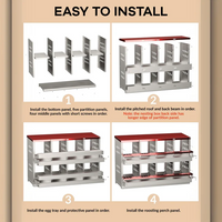 Garvee Caja de Nido para Gallinas 2 Capas 8 Compartimentos, Acero Galvanizado, Con 8 Huevos Falsos, Fácil Limpieza Montaje en Pared, Rojo
