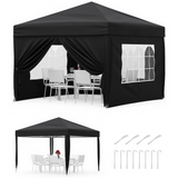 Garvee Cenador Plegable 3x3m Carpa Pop-Up Impermeable con Paredes Laterales Ventanas Tipo Iglesia y Protección UV Carpa de Fiesta Altura 270cm Color Negro - Negro