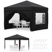 Garvee Cenador Plegable 3x3m Carpa Pop-Up Impermeable con Paredes Laterales Ventanas Tipo Iglesia y Protección UV Carpa de Fiesta Altura 270cm Color Negro