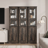 Garvee Armario Alto 170 cm Madera MDF Puerta Vidrio Templado Para Baño Cocina Diseño Compacto Blanco
