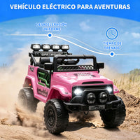 Garvee Coche Eléctrico para Niños 12V, Vehículo Todoterreno Infantil con Control Remoto 2.4G, Bluetooth, Música y Luces LED, 3-6 Años, Rosa