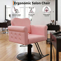 Garvee Silla De Salón Para Estilista En PU Rosa, Base Metálica Redonda, Elevación Hidráulica, 150 Kg, Para Salones Y Spas
