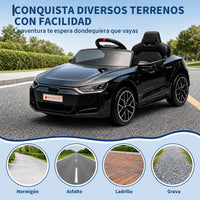 Garvee Coche Eléctrico Infantil con Licencia Audi, Batería 12 V 4,5 Ah, Doble Motor 390, Mando a Distancia, Marcha Adelante/Atrás, PP Ecológico, Negro