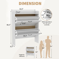Garvee Zapatero Estrecho de Recibidor con 2 Cajones Abatibles Organizador de Zapatos Oculto de Madera MDF y Patas Metálicas Mueble Estilo Rústico, Blanco
