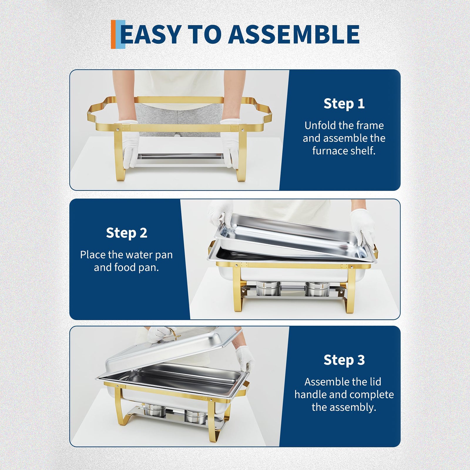 Garvee Set De Bandejas Calentadoras Buffet 6 Pzas Acero Inoxidable Control Dual De Temperatura Marco Plegable Para Bodas Y Catering