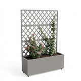 Garvee Macetero Elevado con Trellis y Ruedas, Acero Galvanizado, Móvil y Resistente para Jardín, Patio o Césped, Inteligente Drenaje, Tamaño Compacto, Color Gris - Gris