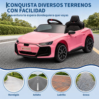 Garvee Coche Eléctrico Infantil de 12 V 4,5 Ah con Licencia Audi, Doble Modo de Conducción con Mando a Distancia, Cinturón de Seguridad, Música por USB y Doble Motor 390, Estándar EU, Rosa