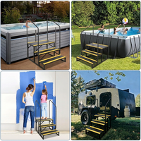 Garvee Escalera RV 3 Pasos con Barandilla Doble, Antideslizante, Acero, Portátil para Campers y Piscinas, Uso Interior y Exterior