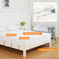 Garvee Cuna Colecho Bebé T-706 4en1 Altura Ajustable Ruedas Colchón Cómodo Plegable Gris EU