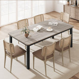 Garvee Mesa de Comedor Industrial para 6-8 Personas, 200 cm Largo, Marco Metálico Robusto, Gris Rústico, MDF Alta Densidad - Gris