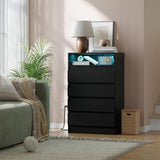 Garvee Cómoda Moderna de 6 Cajones con Luz RGB y Estación de Carga para Jóvenes en Dormitorio o Sala 120x39x80cm Blanco y Dorado - Negro